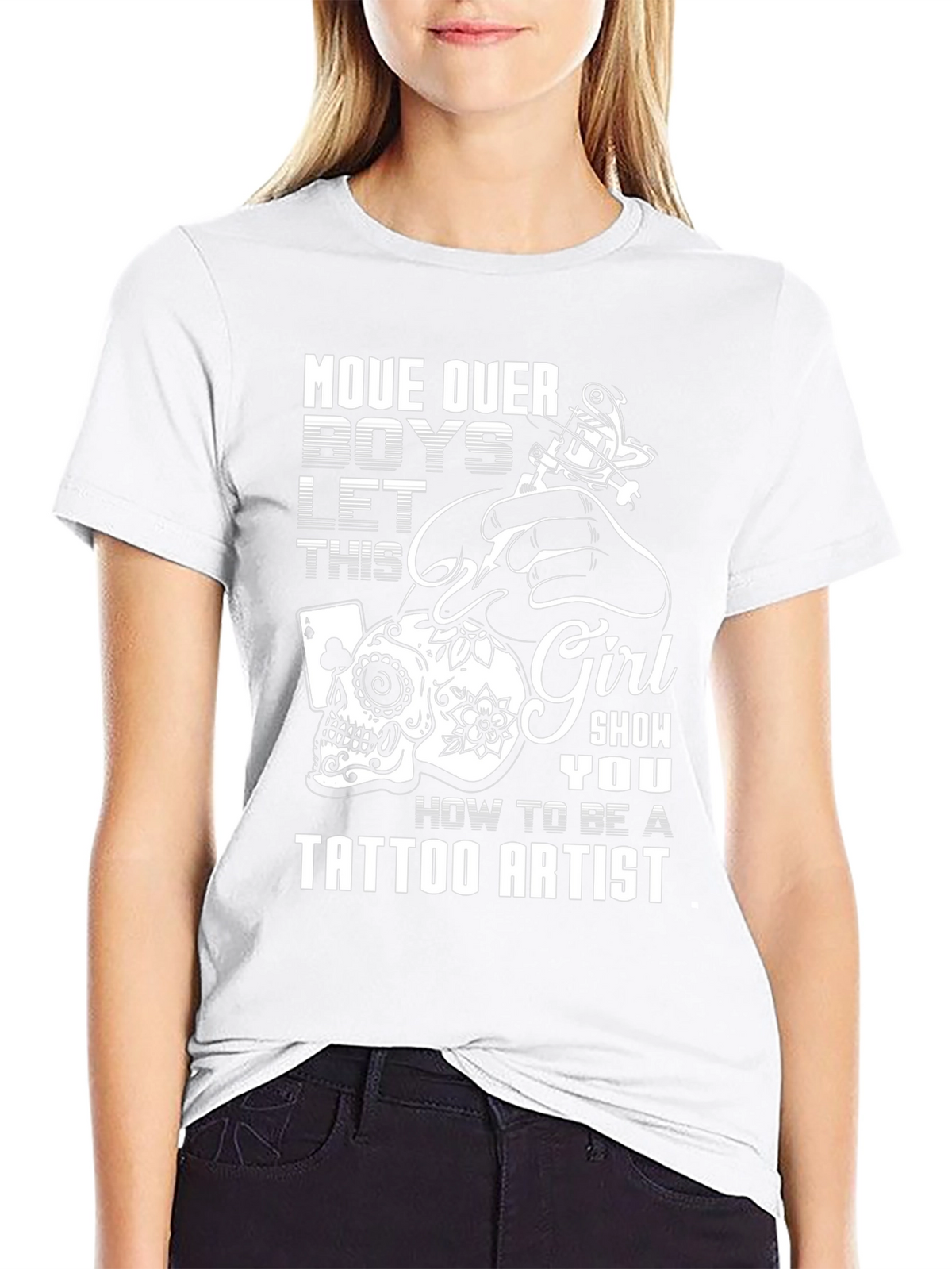 Tattoo Artist Girls T-Shirt - Skull and Ink Design