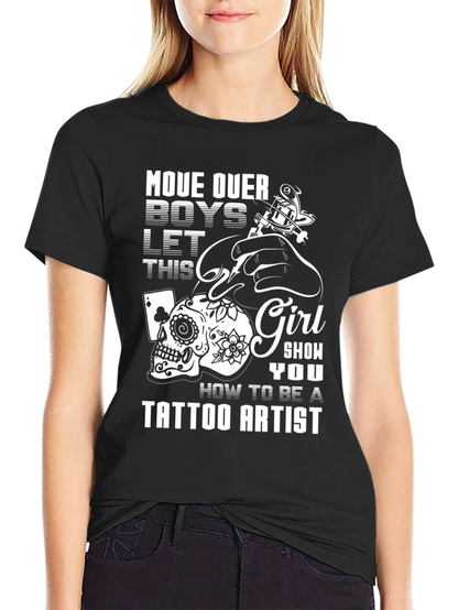 Tattoo Artist Girls T-Shirt - Skull and Ink Design