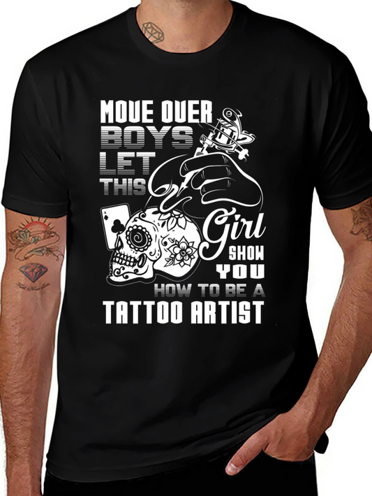 Tattoo Artist Girls T-Shirt - Skull and Ink Design