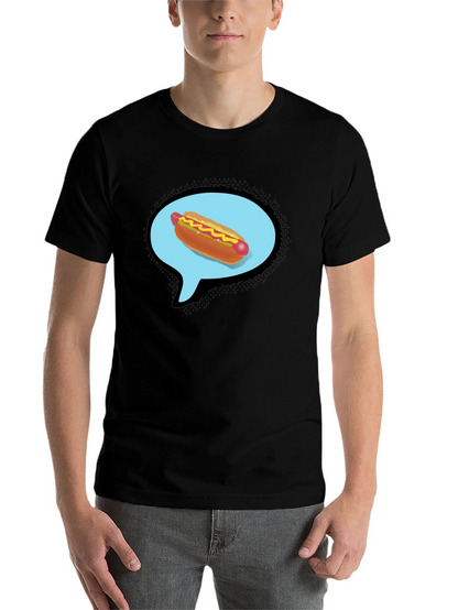 Hot Dog Thought Bubble Black T-Shirt