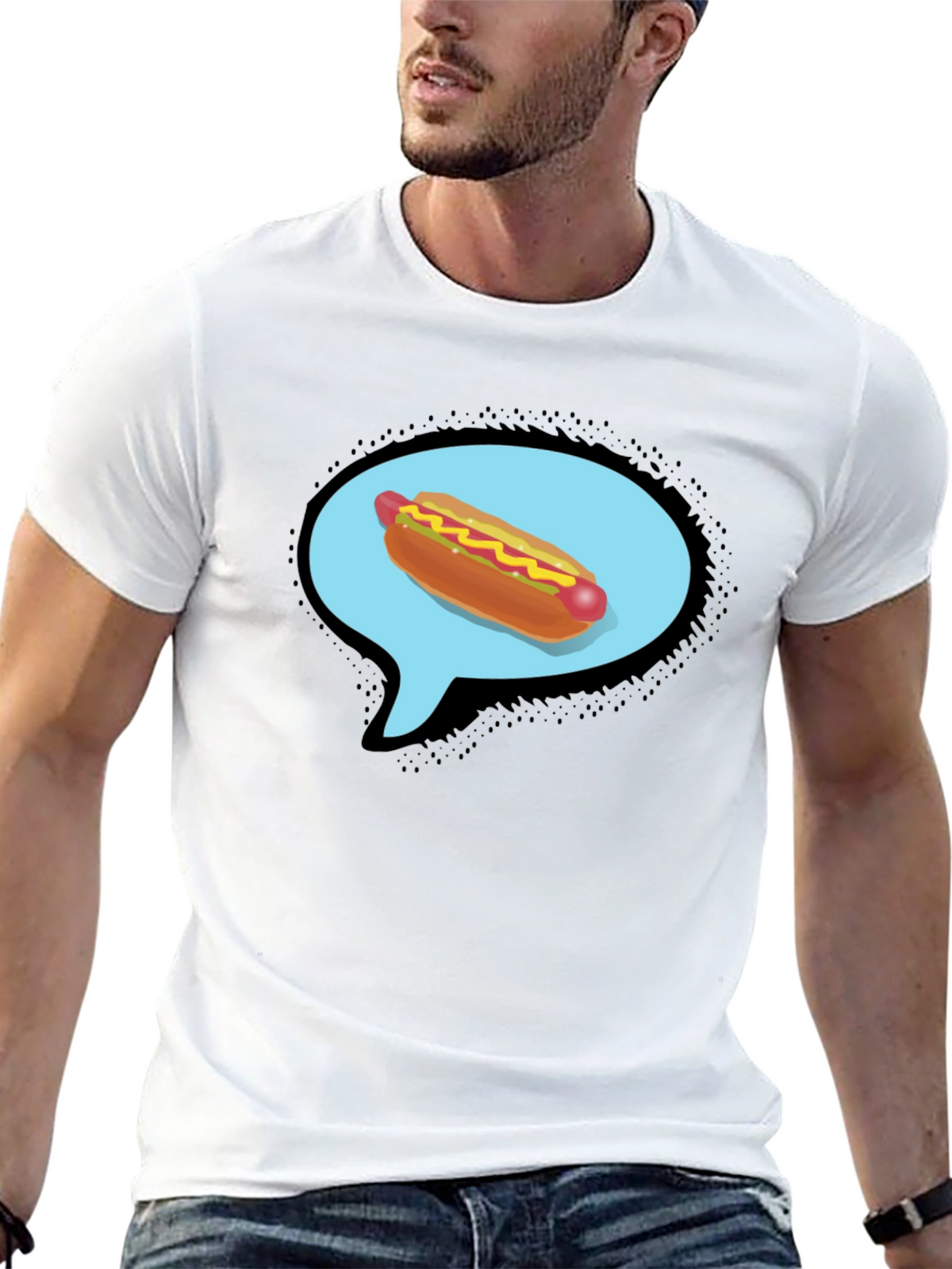 Hot Dog Thought Bubble Black T-Shirt