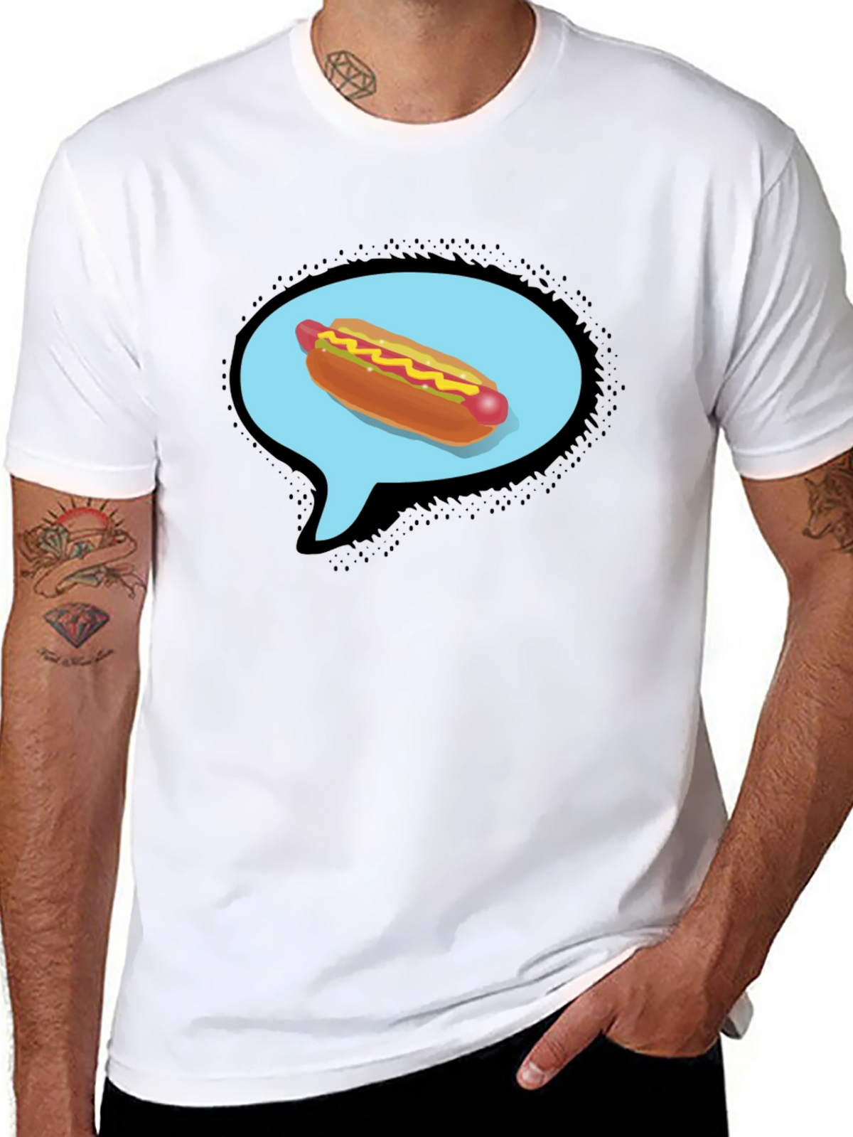 Hot Dog Thought Bubble Black T-Shirt