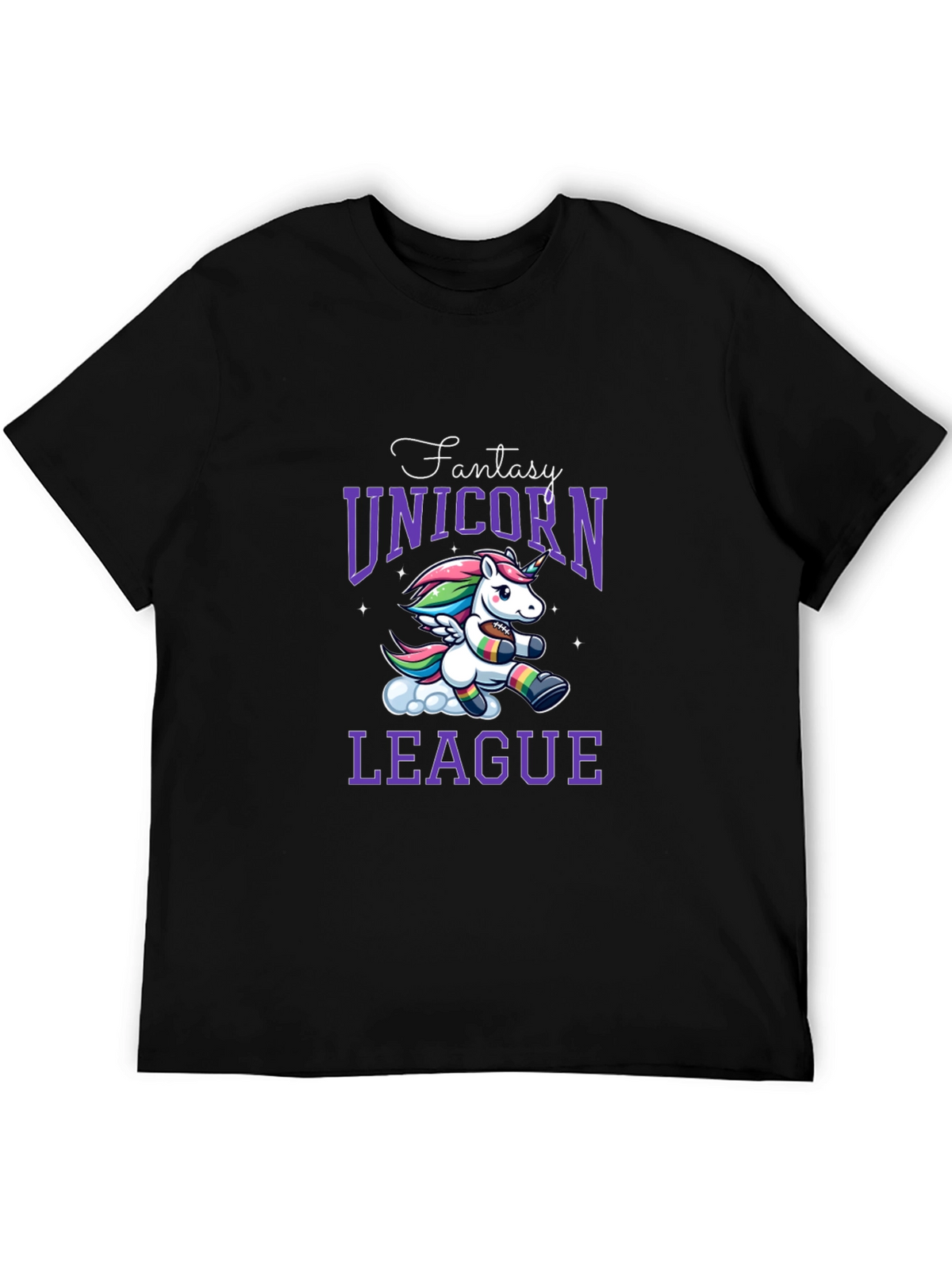 Fantasy Unicorn League Black T-Shirt