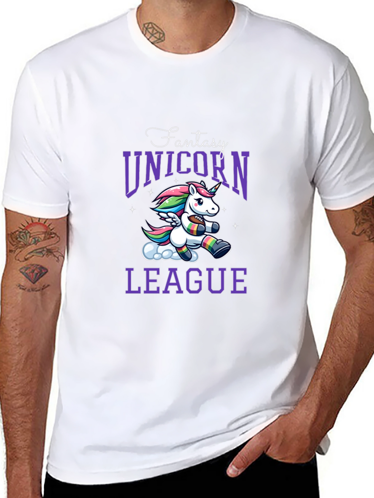 Fantasy Unicorn League Black T-Shirt