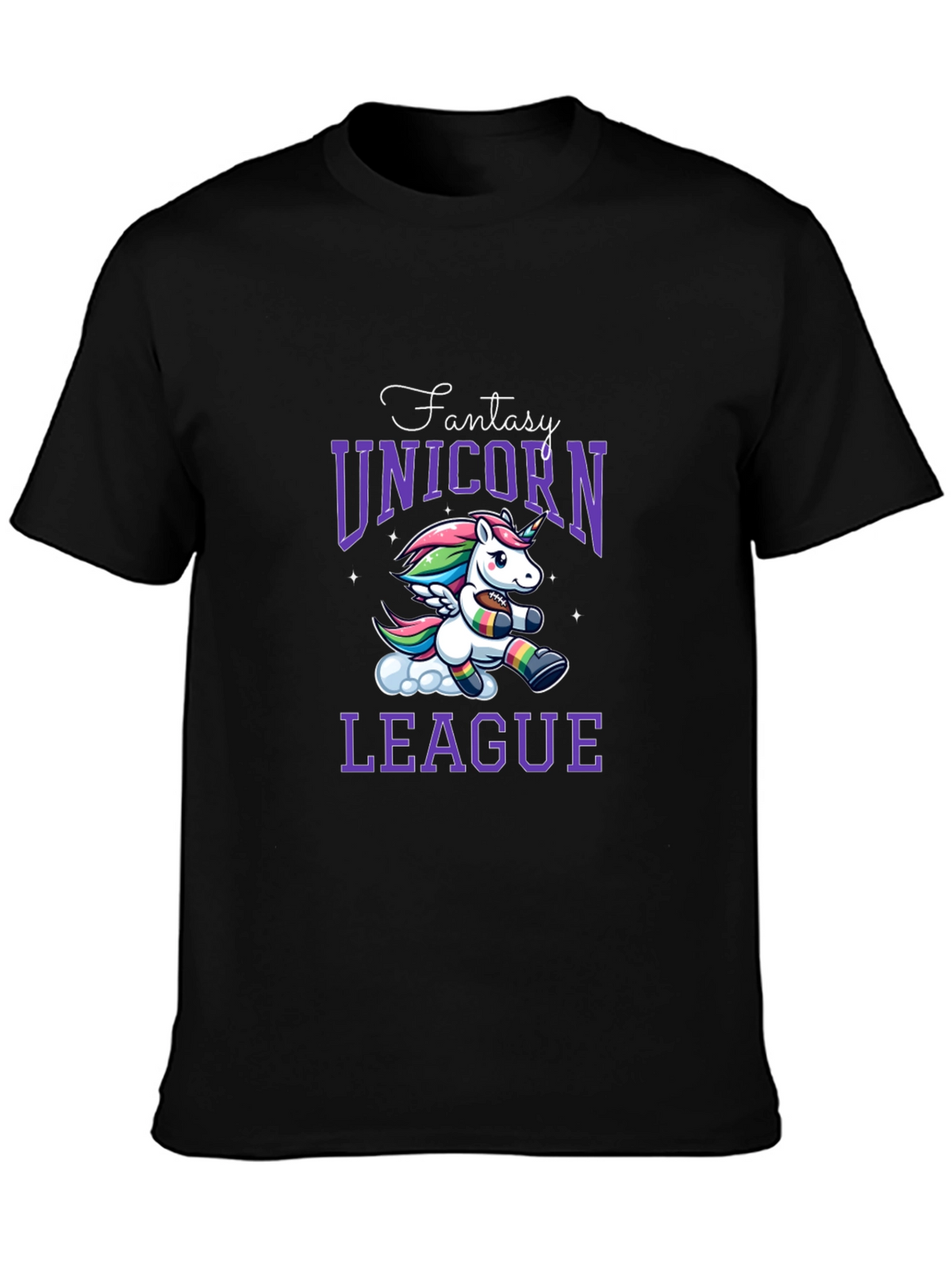 Fantasy Unicorn League Black T-Shirt