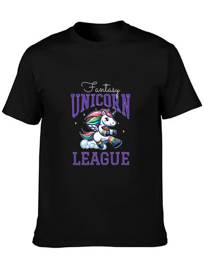Fantasy Unicorn League Black T-Shirt