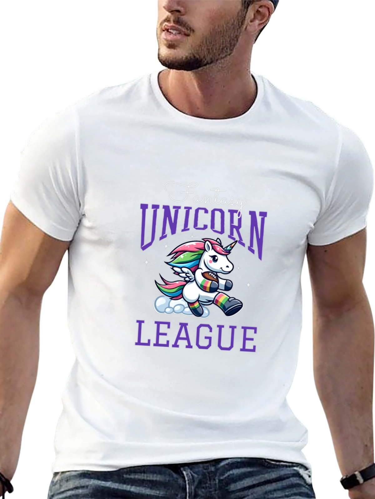 Fantasy Unicorn League Black T-Shirt