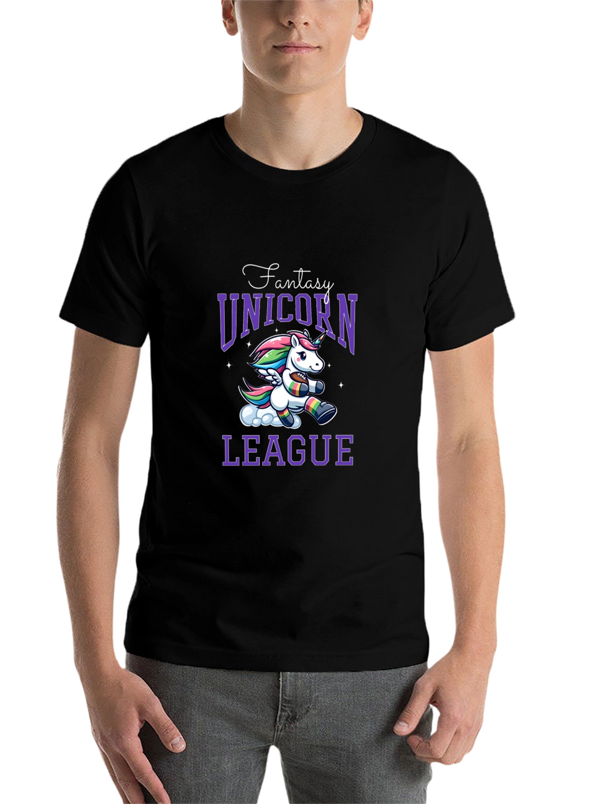 Fantasy Unicorn League Black T-Shirt