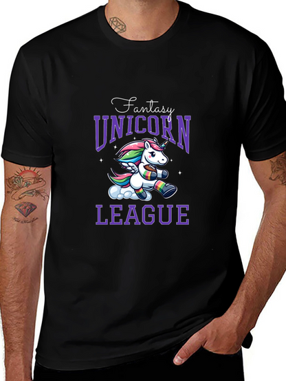 Fantasy Unicorn League Black T-Shirt