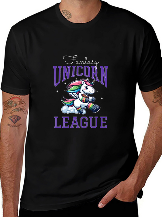 Fantasy Unicorn League Black T-Shirt