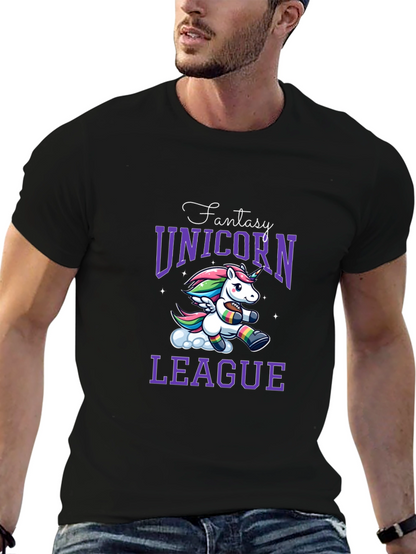 Fantasy Unicorn League Black T-Shirt