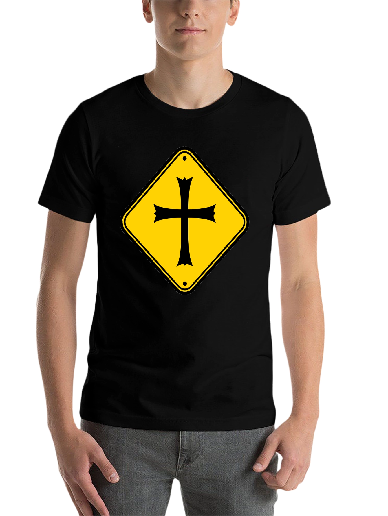 Crossroad Sign T-Shirt - Black Cotton Tee