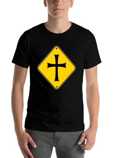 Crossroad Sign T-Shirt - Black Cotton Tee