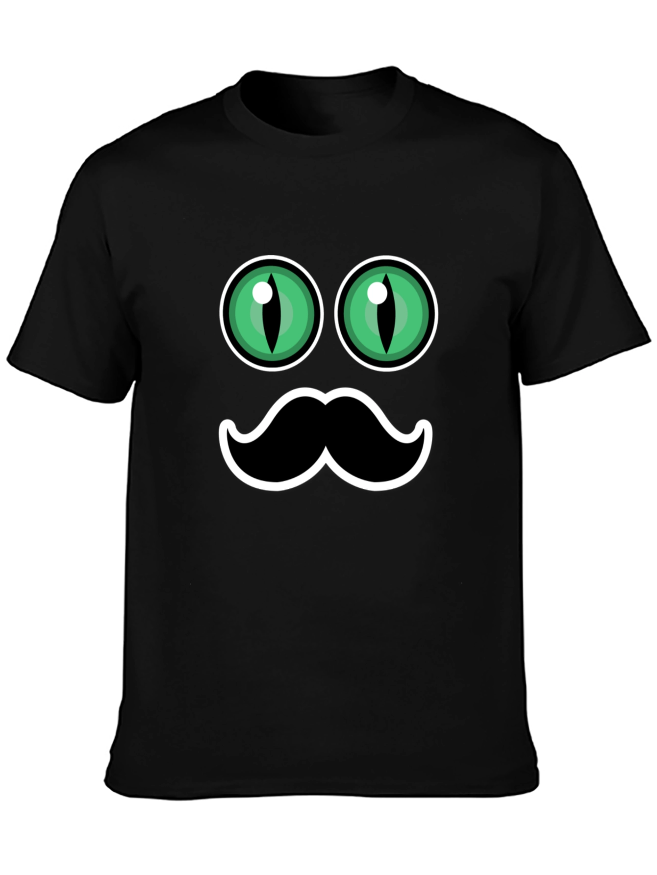 Funny Cat Eyes & Moustache Graphic T-Shirt