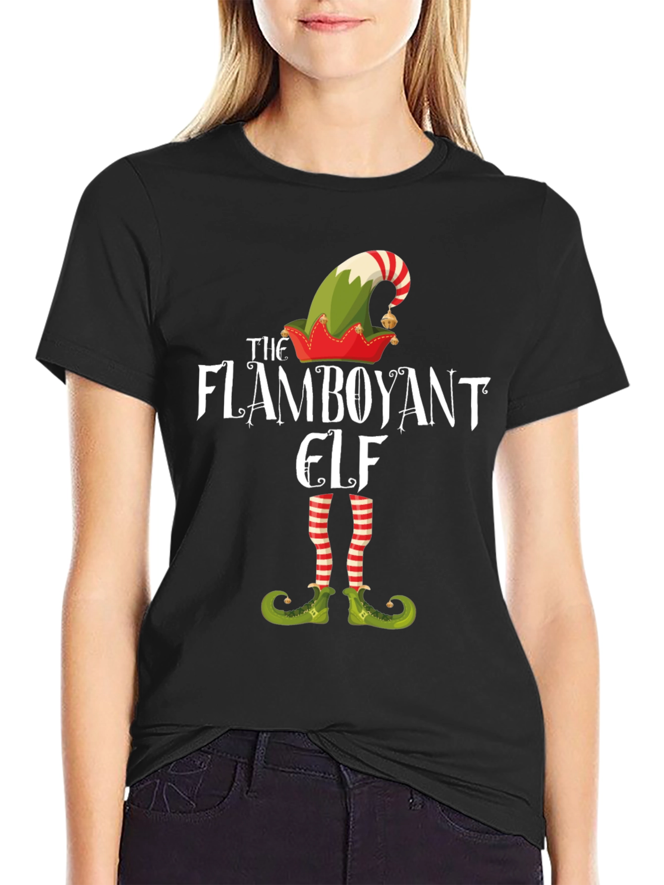 Flamboyant Elf Graphic Tee - Holiday T-Shirt