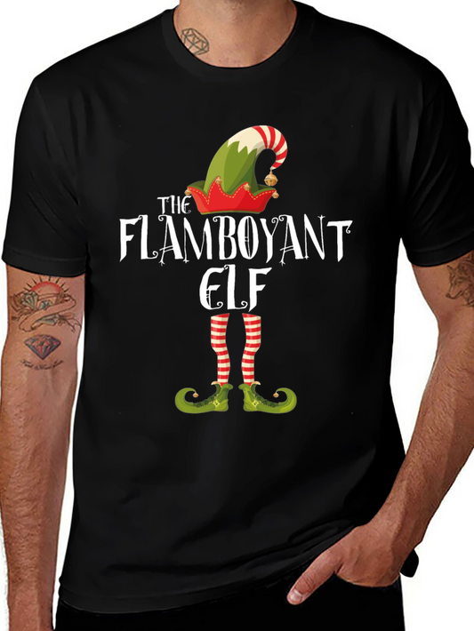 Flamboyant Elf Graphic Tee - Holiday T-Shirt