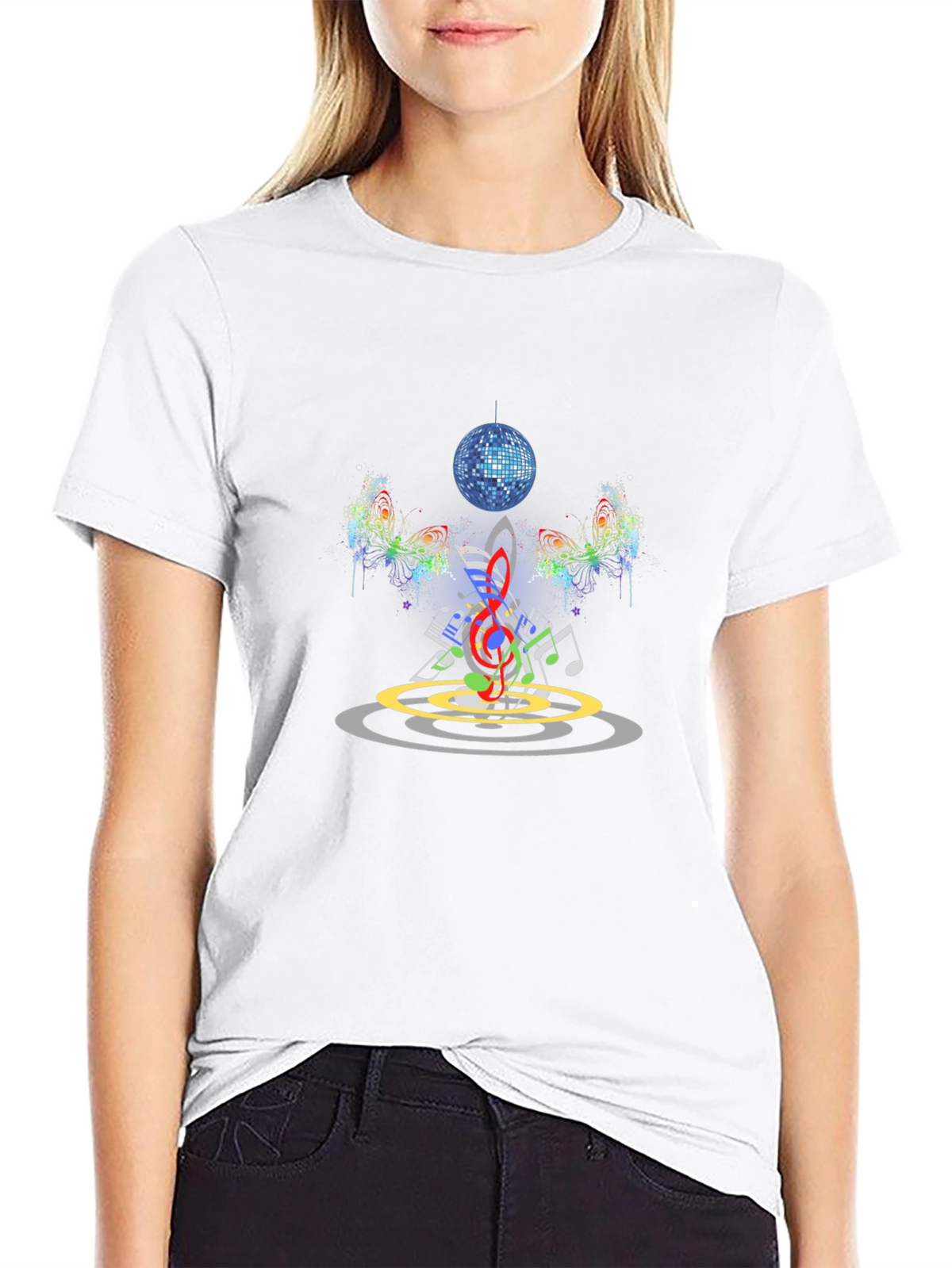 Music Butterfly Disco Ball Graphic Tee