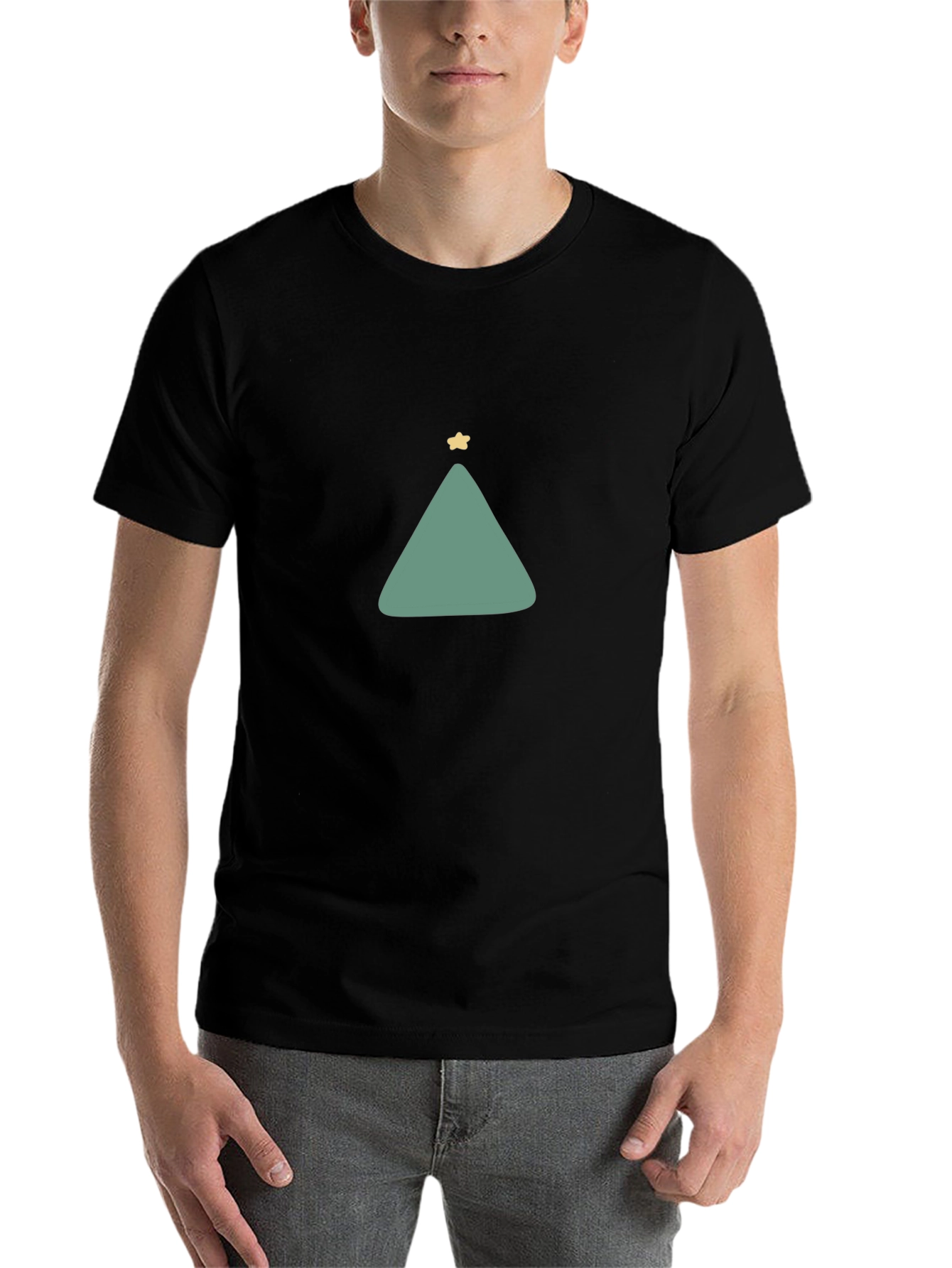 Minimalist Christmas Tree Graphic Tee - Black