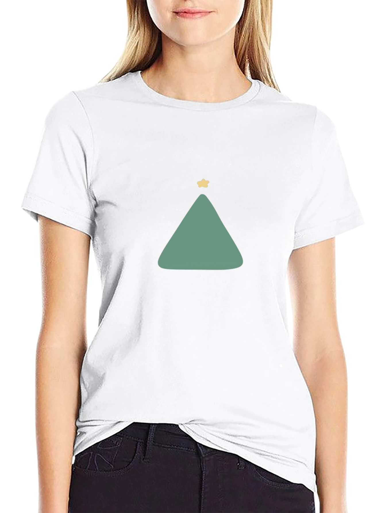 Minimalist Christmas Tree Graphic Tee - Black
