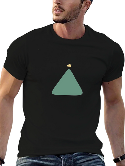 Minimalist Christmas Tree Graphic Tee - Black