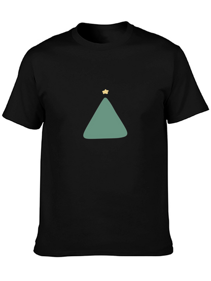 Minimalist Christmas Tree Graphic Tee - Black