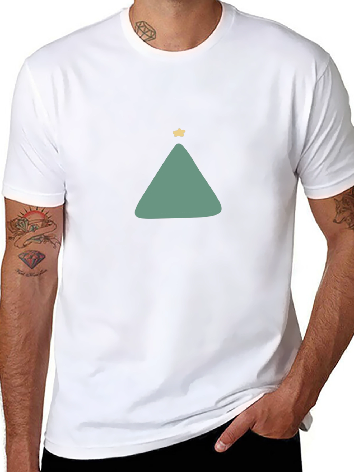 Minimalist Christmas Tree Graphic Tee - Black