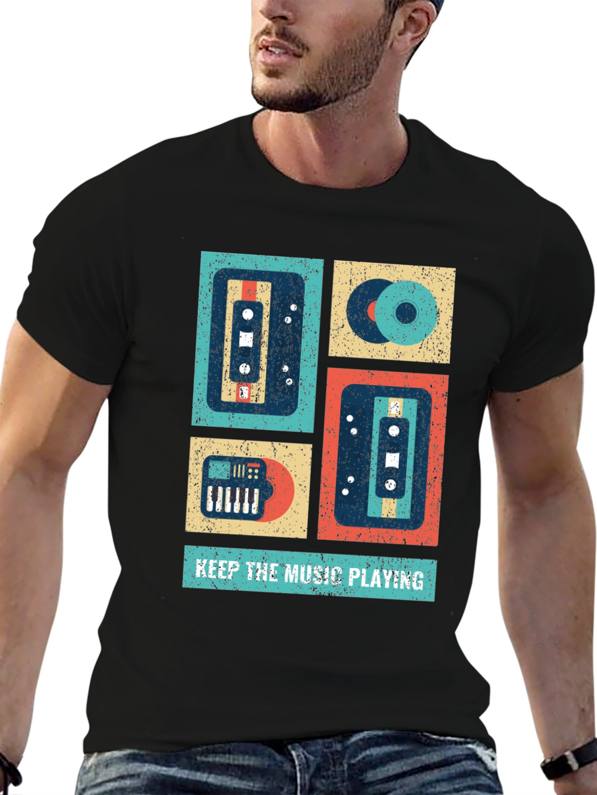 Retro Music Lover T-Shirt - Keep the Music Playing