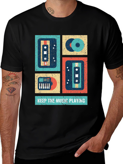 Retro Music Lover T-Shirt - Keep the Music Playing