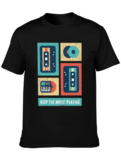 Retro Music Lover T-Shirt - Keep the Music Playing