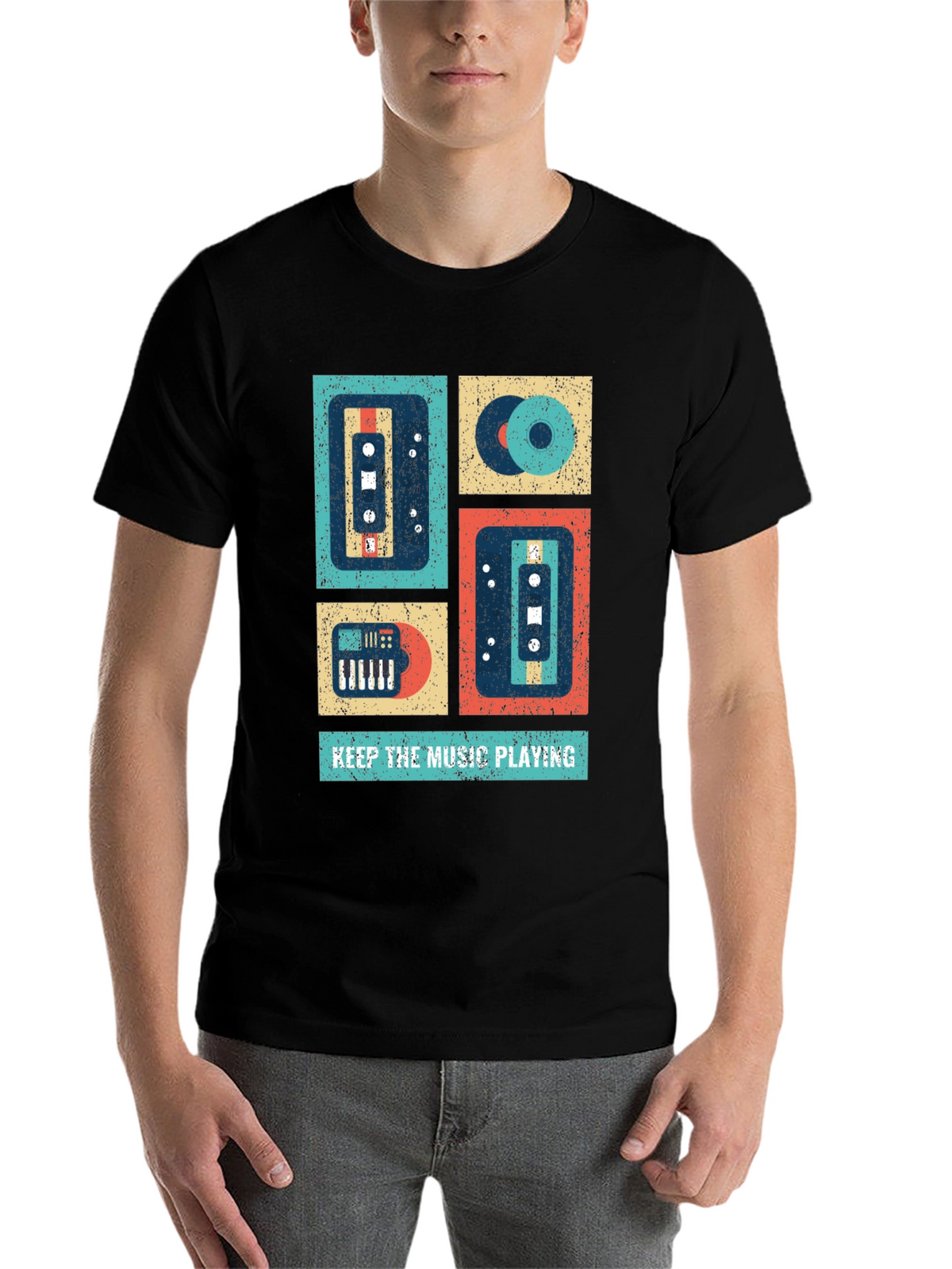 Retro Music Lover T-Shirt - Keep the Music Playing