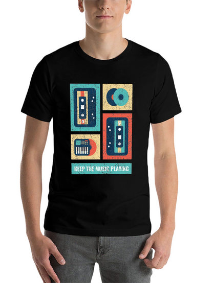 Retro Music Lover T-Shirt - Keep the Music Playing