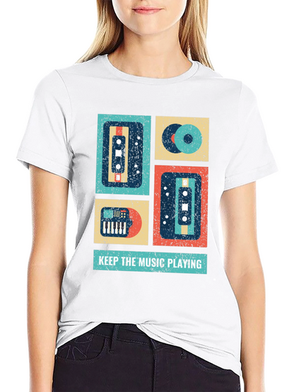 Retro Music Lover T-Shirt - Keep the Music Playing