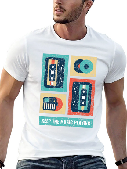 Retro Music Lover T-Shirt - Keep the Music Playing