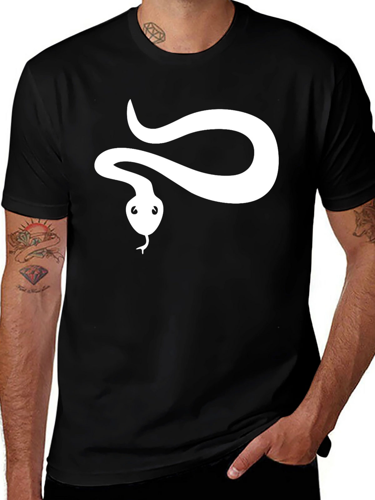 Snake Graphic Tee - Black Cotton T-Shirt