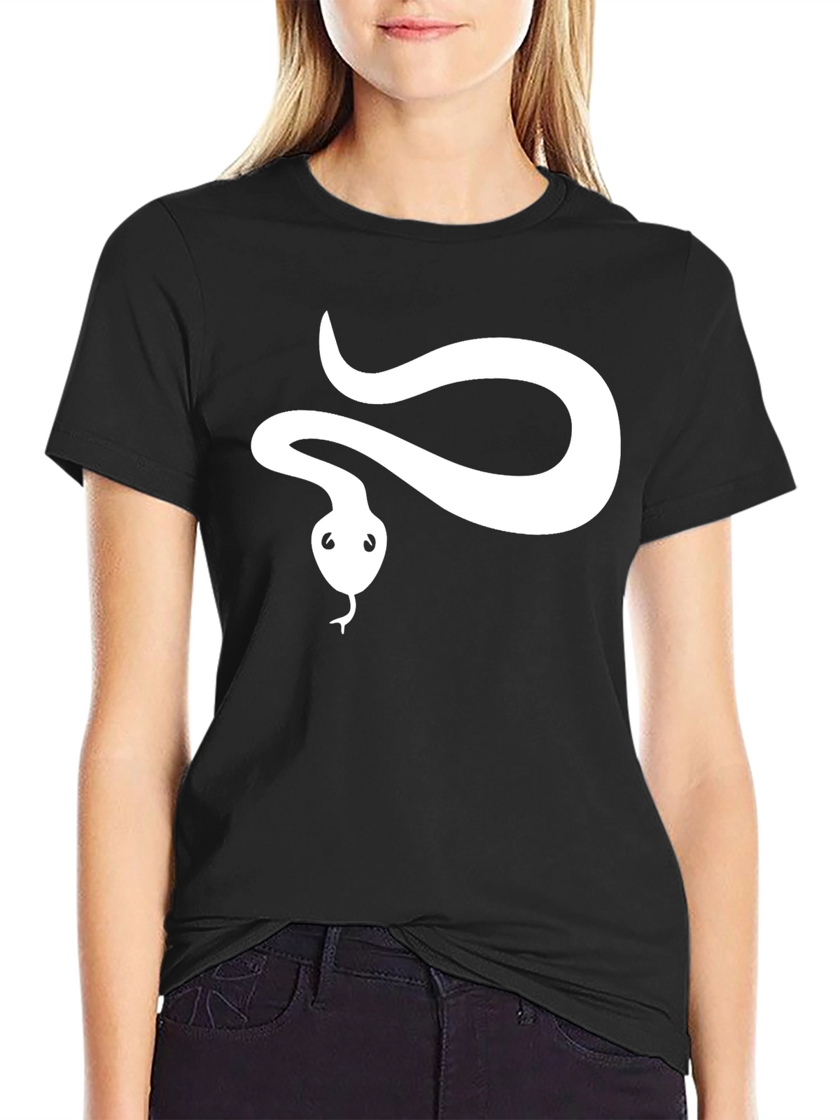Snake Graphic Tee - Black Cotton T-Shirt