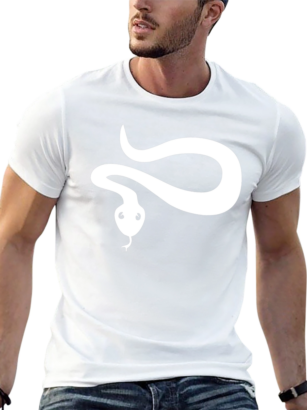 Snake Graphic Tee - Black Cotton T-Shirt
