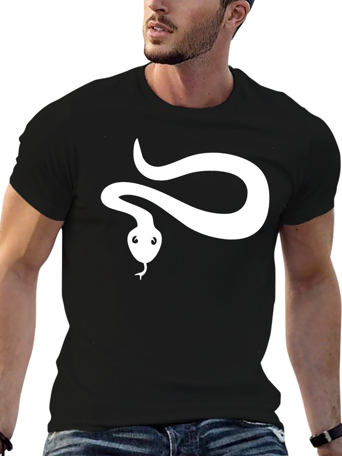 Snake Graphic Tee - Black Cotton T-Shirt