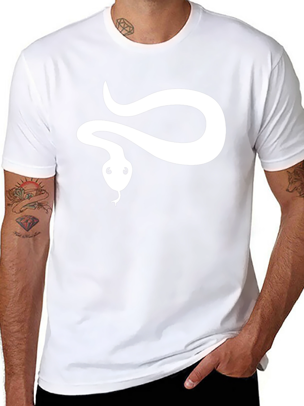 Snake Graphic Tee - Black Cotton T-Shirt