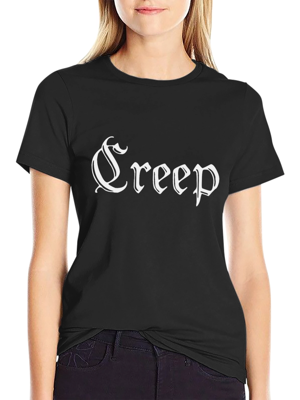 Creep Black T-Shirt - Gothic Text Design