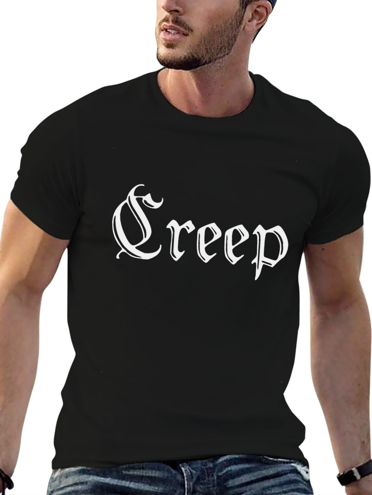 Creep Black T-Shirt - Gothic Text Design