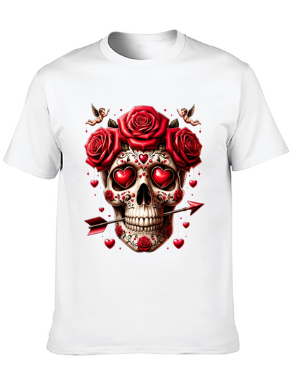Skull Roses Hearts Arrow Valentines Day T-Shirt