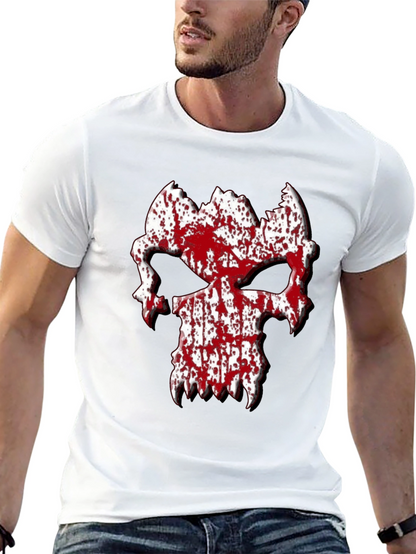 Blood Splatter Skull Graphic Tee - Black T-Shirt