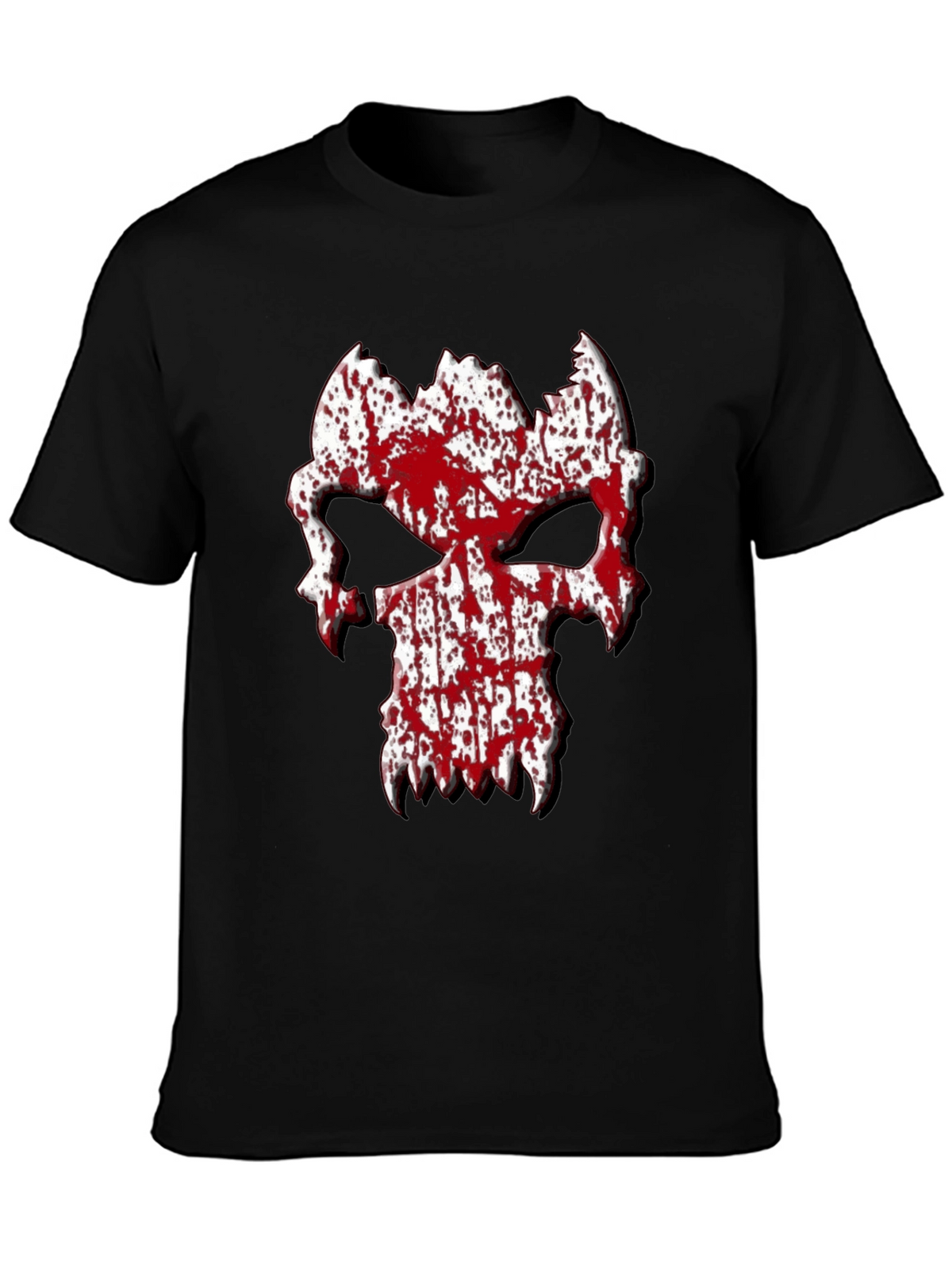 Blood Splatter Skull Graphic Tee - Black T-Shirt