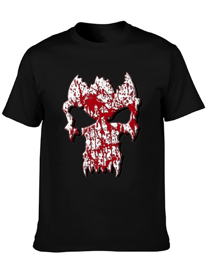 Blood Splatter Skull Graphic Tee - Black T-Shirt