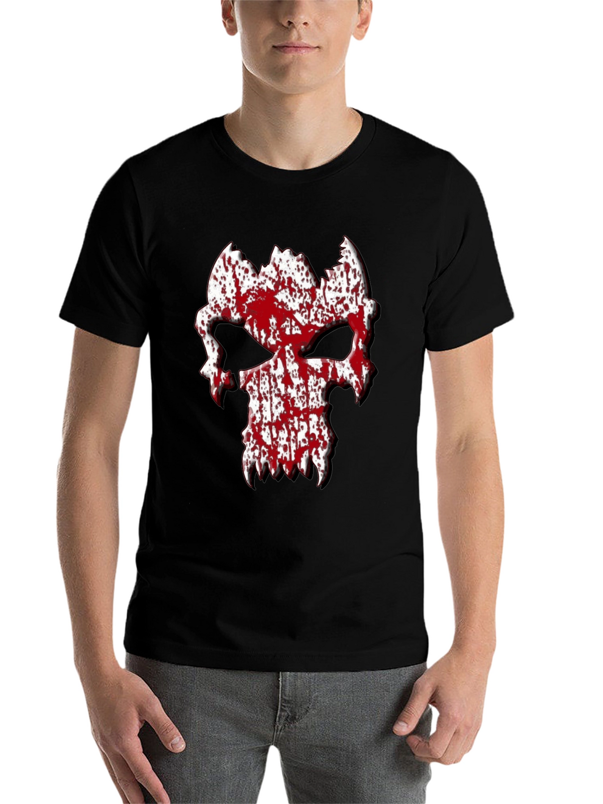 Blood Splatter Skull Graphic Tee - Black T-Shirt