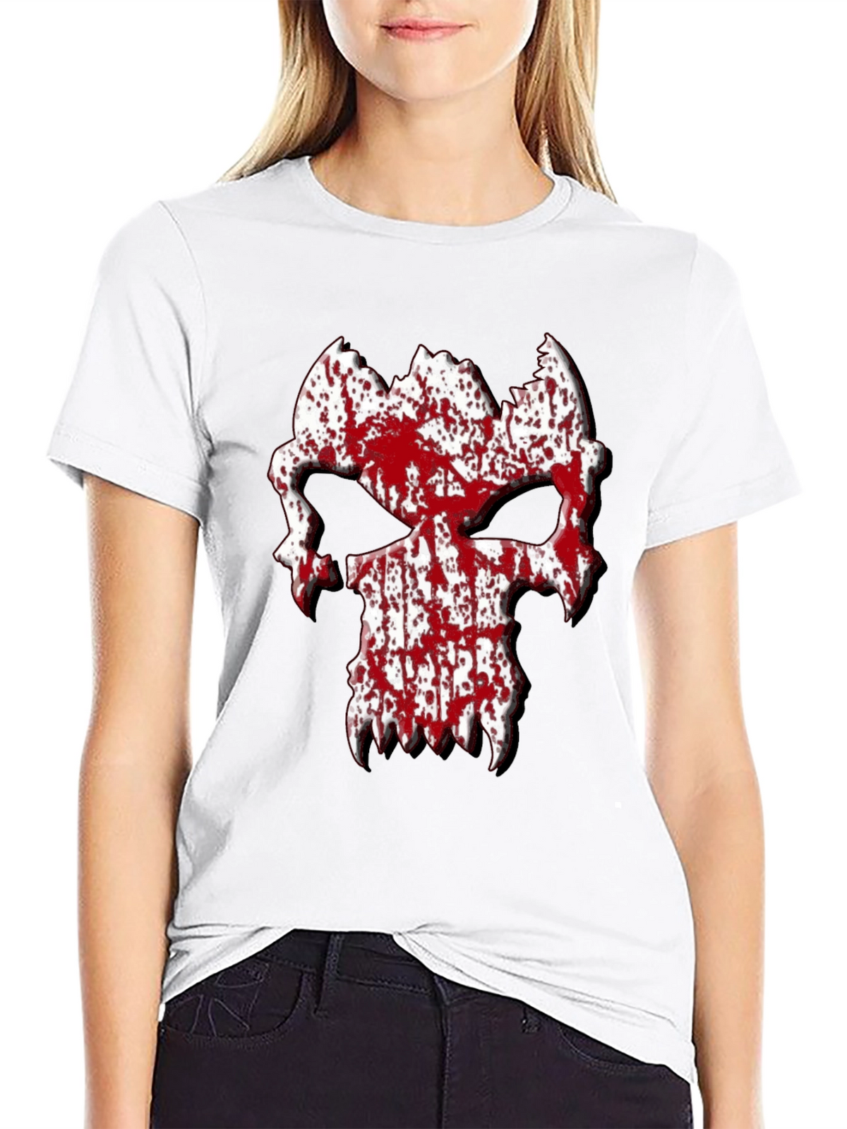 Blood Splatter Skull Graphic Tee - Black T-Shirt