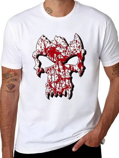 Blood Splatter Skull Graphic Tee - Black T-Shirt
