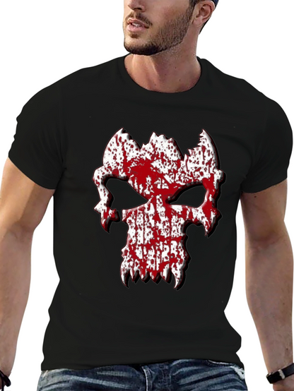 Blood Splatter Skull Graphic Tee - Black T-Shirt