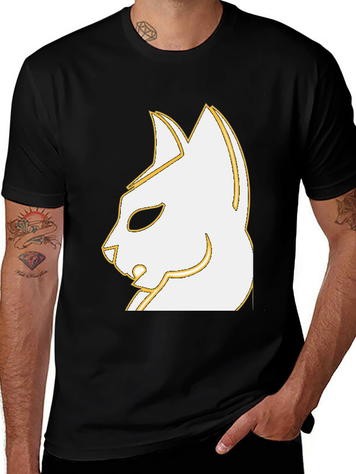 Stylish Cat Graphic Black T-Shirt - Unique Design