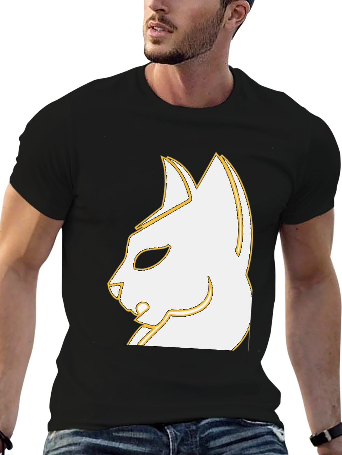 Stylish Cat Graphic Black T-Shirt - Unique Design
